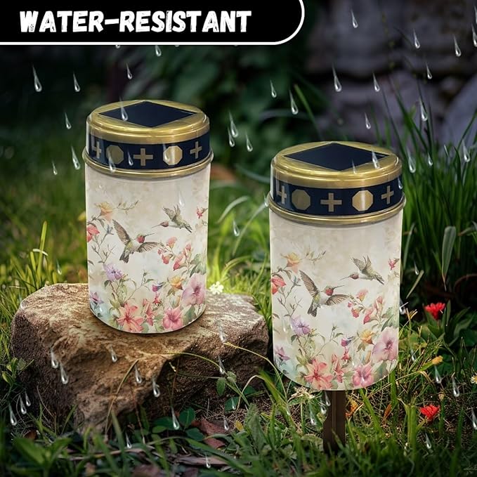 ZOUTAIRONG Floral Hummingbird Solar Light for Cemetery Grave Solar Garden Lights Solar Lights Outdoor Pathway Solar Pathway Lights Outdoor Cemetery Solar Lights for Grave Solar Lights