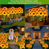 Solar Sunflower Lights Outdoor Garden Decor, 6 Pack Solar Flowers Lights with 36 Sunflowers, Waterproof Decorative | Lumora