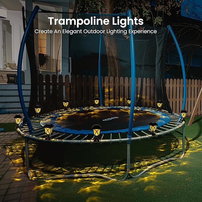 Solar Fence Lights Outdoor Waterproof, Led Solar Lights Outdoor for Chain Link Fence, Step, Stairs, Trampoline, Yard and Pathway, Warm White 8 Pack