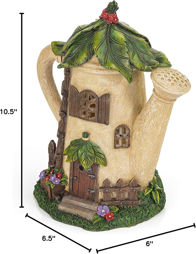 VP Home Watering Can Fairy Cottage Solar Light for Home and Outdoor Decor, Watering Can Solar Powered Flickering LED Garden Light Fairy Cottage Backyard Halloween Decoration