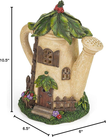 VP Home Watering Can Fairy Cottage Solar Light for Home and Outdoor Decor, Watering Can Solar Powered Flickering LED Garden Light Fairy Cottage Backyard Halloween Decoration