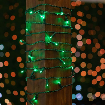 Novelty Lights 25 Feet 50 LED True Twinkle Green Outdoor Christmas String, 100% Twinkle 5mm LED Lights on Green Wire, Commercial Grade UL Listed, Connectable End to End