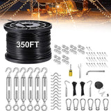 Upgraded Outdoor String Light Hanging Kit, 350ft Globe String Light Suspension Kit w/Expansion Hook, Stainless | Lumora