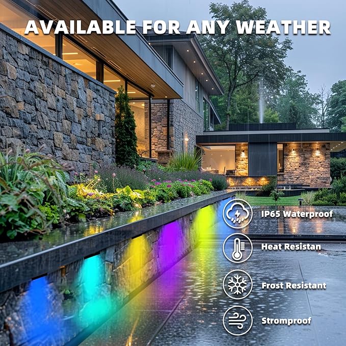 8 Pack 7 Inch 5W Retaining Wall Lights Outdoor, RGBCW LED Hardscape Lighting Color Changing, Low Voltage Landscape | Lumora