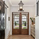 10" Modern 5-Light Exterior Black Lantern Pendant Light Fixture with Clear Rippled Glass Mini Industrial Hanging | Lumora
