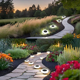 ASLIDECOR Solar Ground Lights Outdoor, 8 Pack Waterproof 14 LED Solar Deck Lights Round Step Lights Garden | Lumora