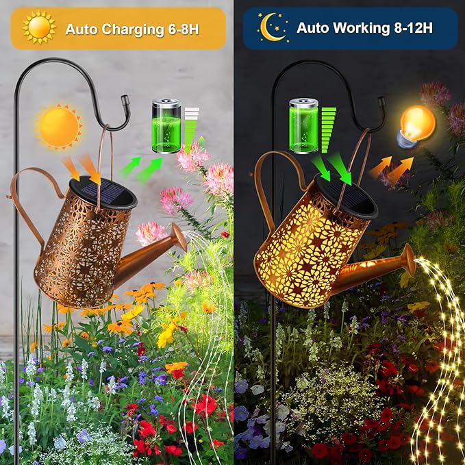 Solar Watering Can with Lights, Large Waterproof Solar Outdoor Lights Decorative Metal Solar Garden Lights Solar | Lumora