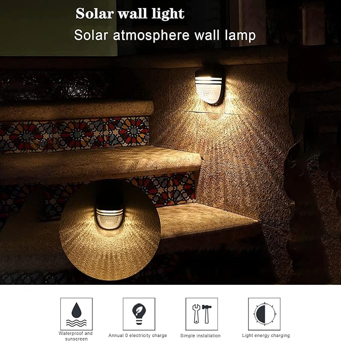 Solar Outdoor Lights, Solar Powered Light Waterproof Easy-to-Install Security Lights for Outdoor Garden Patio Yard (Yellow, L)