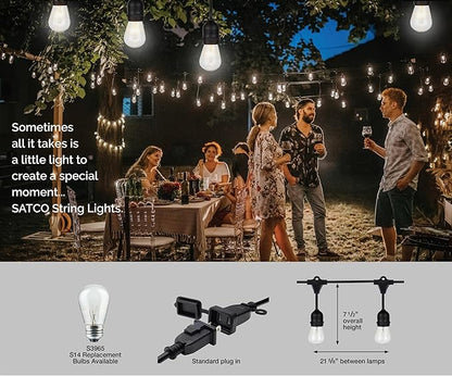 Satco S8035 Incandescent Indoor/Outdoor String Lights, Black, Bulbs Included, 24 Feet (Pack of 1)