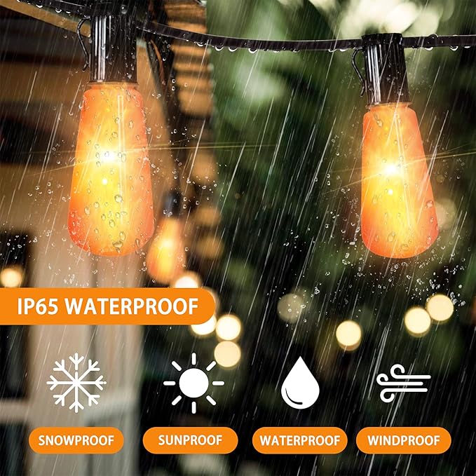 Flickering Flame String Lights,22Ft 20LED Lights for Outside,Plug in Garden Light for Halloween Christmas Indoor Outdoor Decor,Connectable Backyard Decorative Lights Cafe Bistro Patio