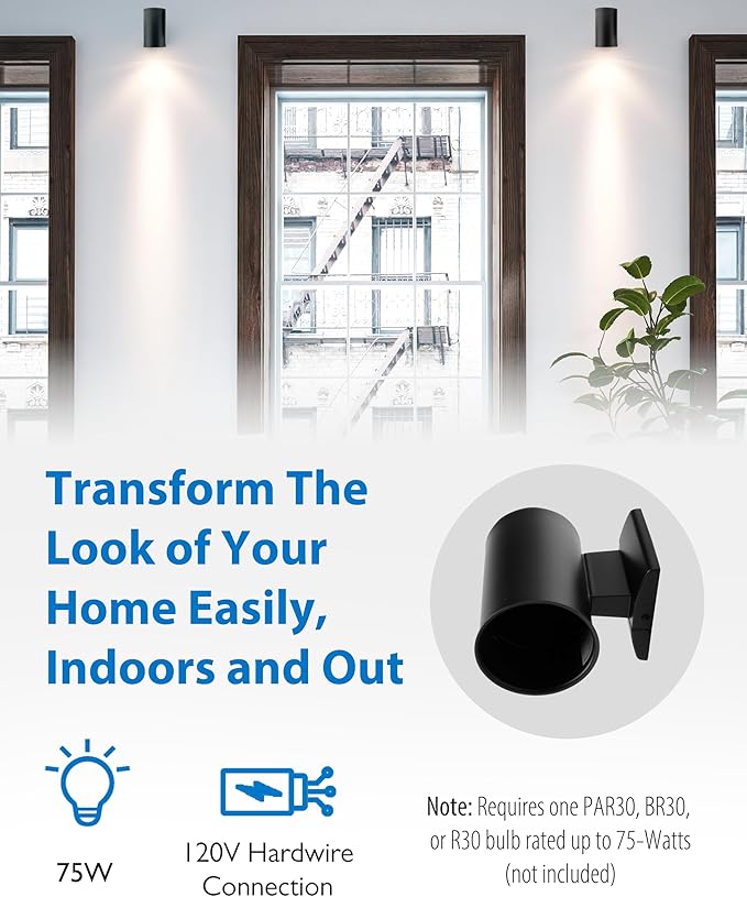 NICOR Lighting 7 inch Decorative Black Wall Mount Down Light (50101BK) | Lumora