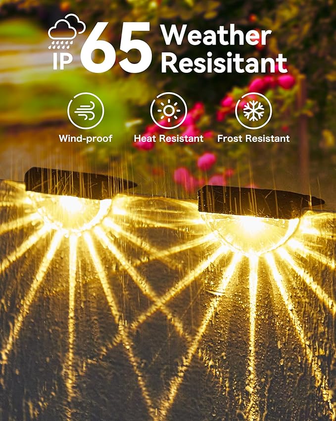 Solar Fence Lights,80 Lumens Warm White & White LED Solar Deck Lights,IP65 Waterproof Solar Lights Outdoor for Backyard, Patio, Deck Railing, Stair Handrail, Pool and Wall,8 Pack