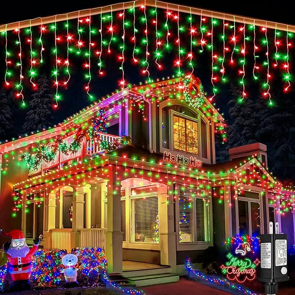33ft Icicle Lights for Outside, Red and Green Christmas Lights Outdoor Indoor, 400 LED Twinkle String Lights with | Lumora