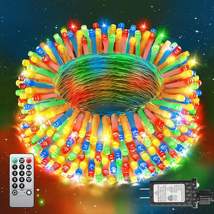 125 FT 380 LED Multicolor Christmas Lights, Extra Long Outdoor String Lights Waterproof, Timer & Memory, 8 Modes Dimmable Plug in Fairy for Classroom Decor Outside Tree Wedding Patry