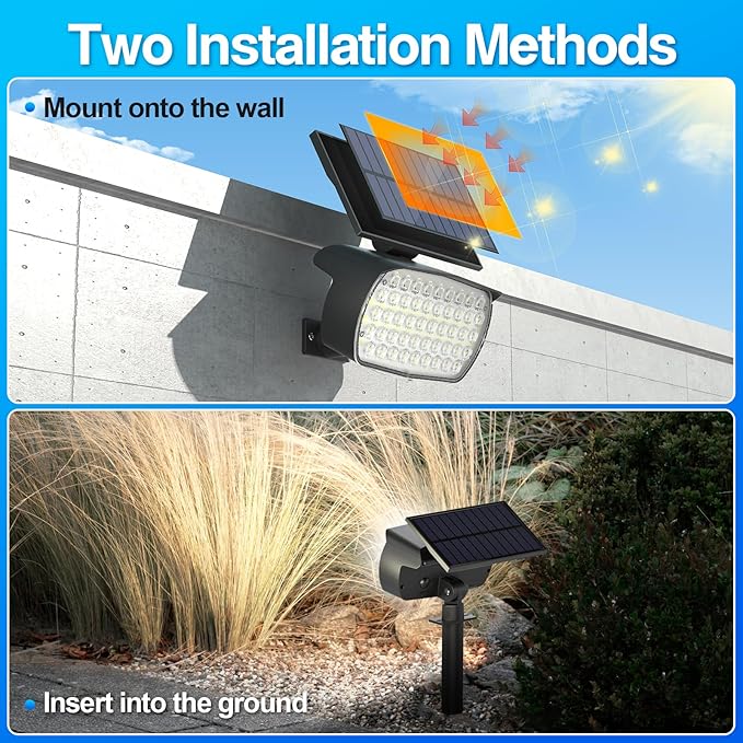 108 LED Solar Spot Lights Outdoor, Solar Lights Outdoor IP65 Waterproof, 3 Modes Solar Landscape Spotlights, Large | Lumora