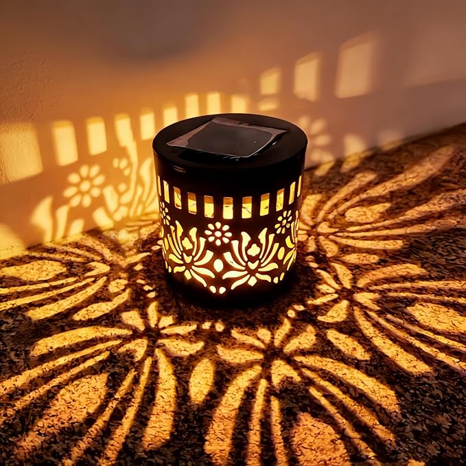 Solar Mandala Lights Outdoor Decorative - Waterproof Metal Mandala Solar Wall Lights, Artistic Fence & Step Lights for Garden, Patio, Backyard, Yard & Outdoor Home (1, Lotus-Warm Light)