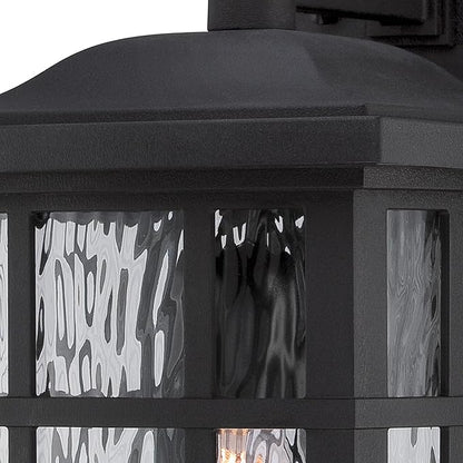 Quoizel Stonington Outdoor Wall Lantern, Coastal Armour 15.5 Inch 1-Light Mystic Black Vintage Wall Sconce, Clear Water Glass, 100W, Decorative Outside Lights for Patio, Porch, Garage or Yard