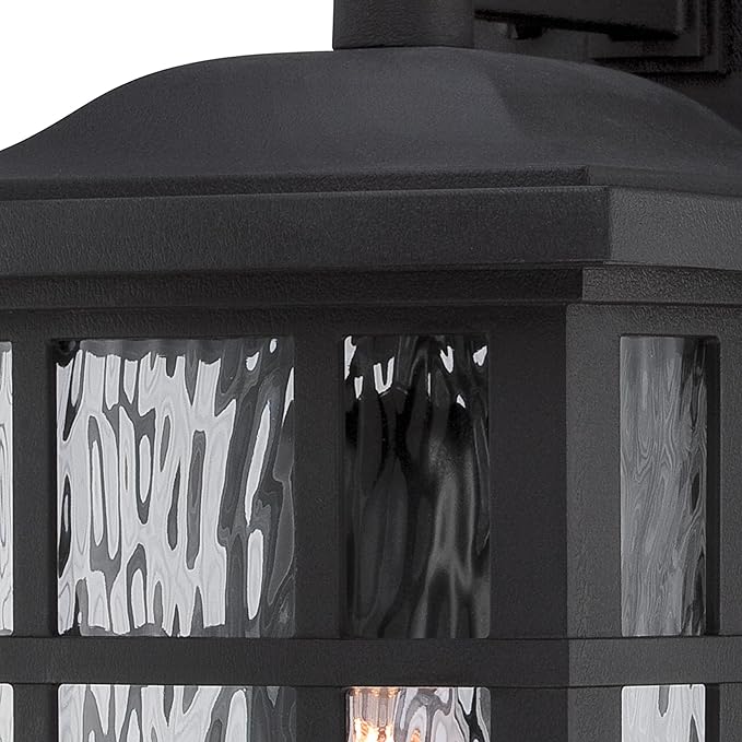 Quoizel Stonington Outdoor Wall Lantern, Coastal Armour 15.5 Inch 1-Light Mystic Black Vintage Wall Sconce, Clear Water Glass, 100W, Decorative Outside Lights for Patio, Porch, Garage or Yard