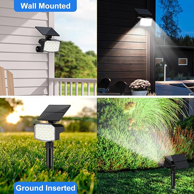 Solar Spot Lights Outdoor Waterproof Adjustable Solar Powered Landscape Lights for Yard 3 Long Time Lighting Modes | Lumora