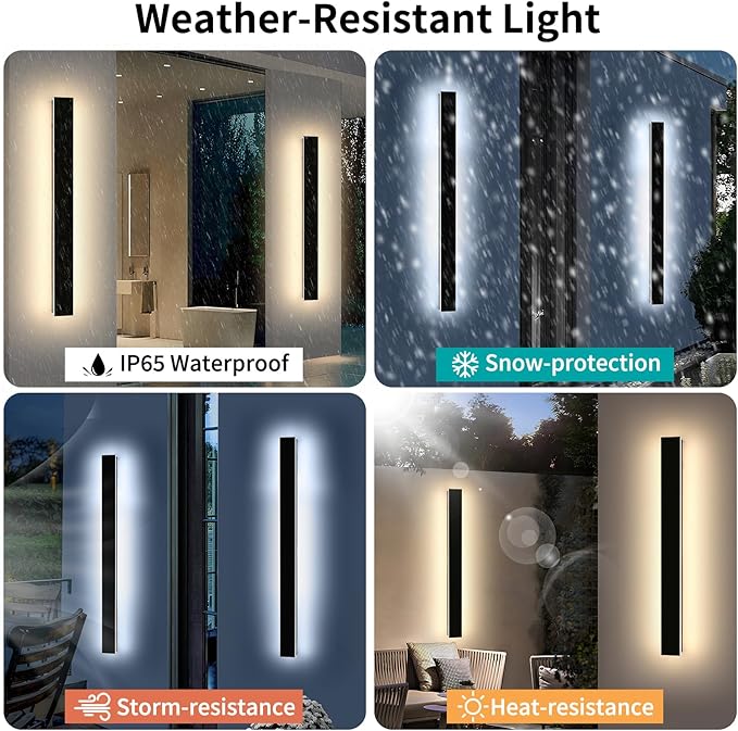 Mikeru 47.2inch Long LED Wall Light, 3000k/4500k/6000k Three Colors Switchable Modern Exterior Wall Sconces Acrylic | Lumora