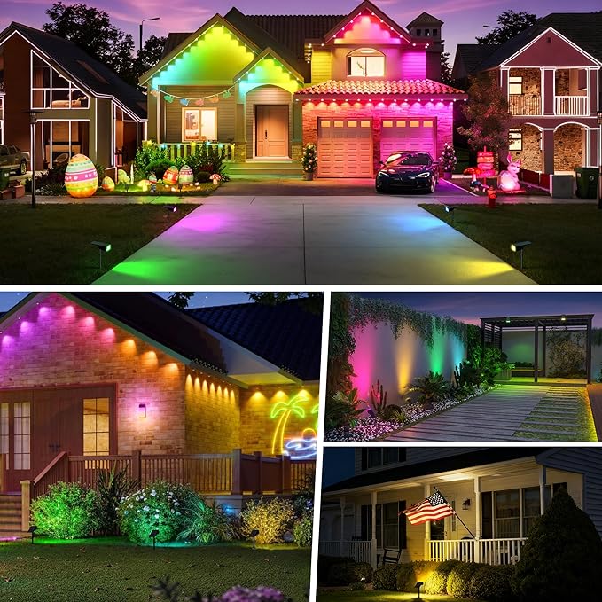 Solar Spot Lights Outdoor Color Changing, [7 Mode/6 Pack] Christmas Landscape Spotlights, Solar Lights Outdoor | Lumora