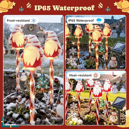 5 Packs Christmas Elf Solar Garden Light with 8 Light Modes, 15.75 Inches Tall Christmas Patio Outdoor Light, IP65 Waterproof, Auto ON/Off, Solar Xmas Light for Pathway, Courtyard