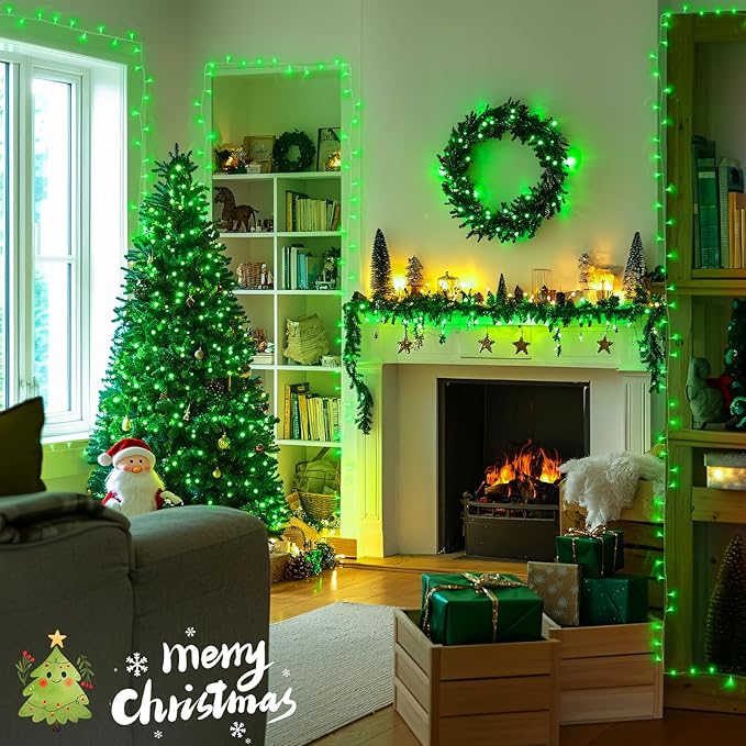 JMEXSUSS Green Christmas Lights Indoor Plug in,150 LED Connectable String Lights Outdoor, 59ft 8 Modes Green | Lumora
