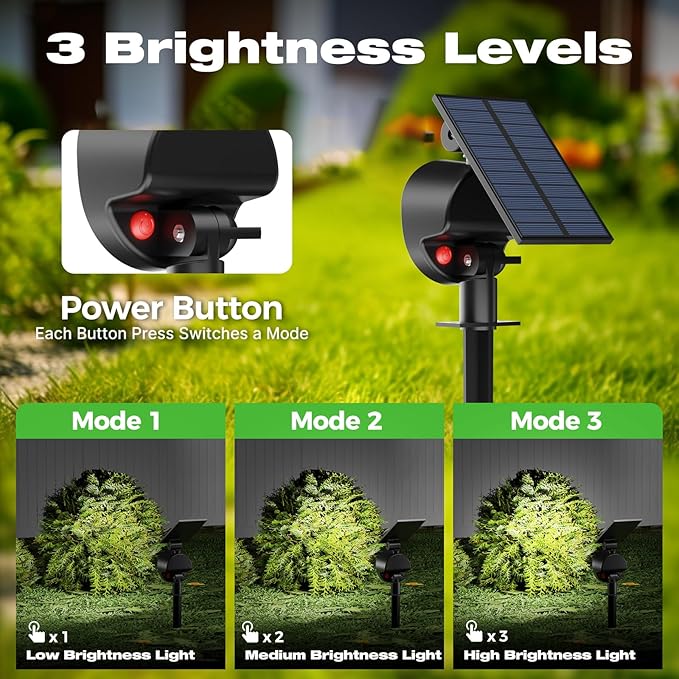 nipify 6 Pack Solar Spot Lights Outdoor Waterproof with 3 Modes, Solar Spotlight Light for Outside Yard Landscape | Lumora