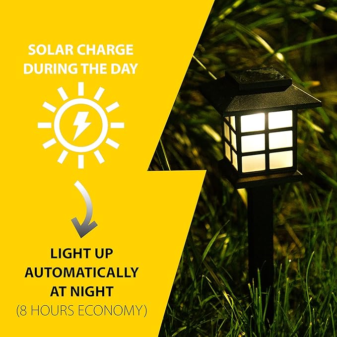 ZONETECH Outdoor Solar Powered Light – LED Twelve Pack Bright Premium Quality Rain-Proof Walkway Path Patio Yard Lawn Garden Lamp (12 Pieces)