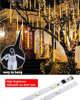 Flacchi Solar Meteor Shower Icicle Lights - 20 Tubes 480 LED Cascading Raindrop Lights, Outdoor Waterproof | Lumora