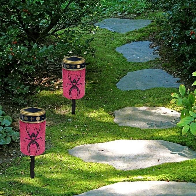Spiders Solar Lights,Stake Lights, Outdoor Waterproof Memorial Day Decorations Halloween Lights for Garden Yard Pathway Grave