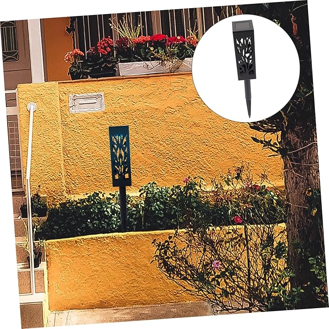 Garneck 2 Pcs Solar Lawn Lamps Hollow Out Ground Inserted LED Garden Decorative Lights Energy Saving Outdoor Solar Powered Pathway Lighting Durable Easy Installation