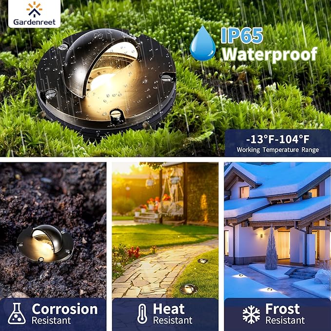 Gardenreet 12V Outdoor Well Light - Brass Weatherproof Electric LED In Ground Landscape Lighting, Low Voltage | Lumora