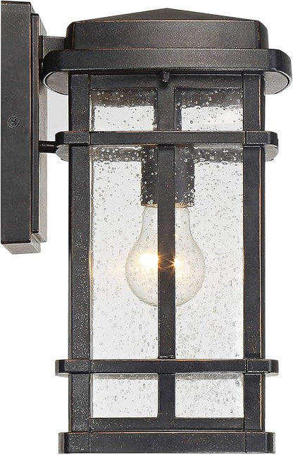 John Timberland Neri Mission Outdoor Wall Light Sconce Fixture Oil Rubbed Bronze 12 1/2" Clear Seedy Glass Decor for Exterior House Porch Patio Outside Deck Garage Yard Front Door Garden Home