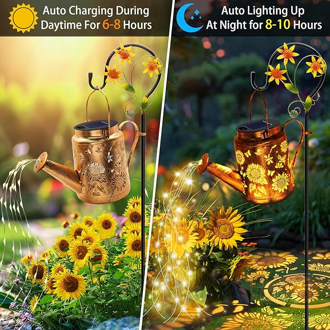 Solar Watering Can with Lights, Birthday Gifts for Mom Women Mother's Day, Outdoor Garden Decor Sunflower Solar | Lumora