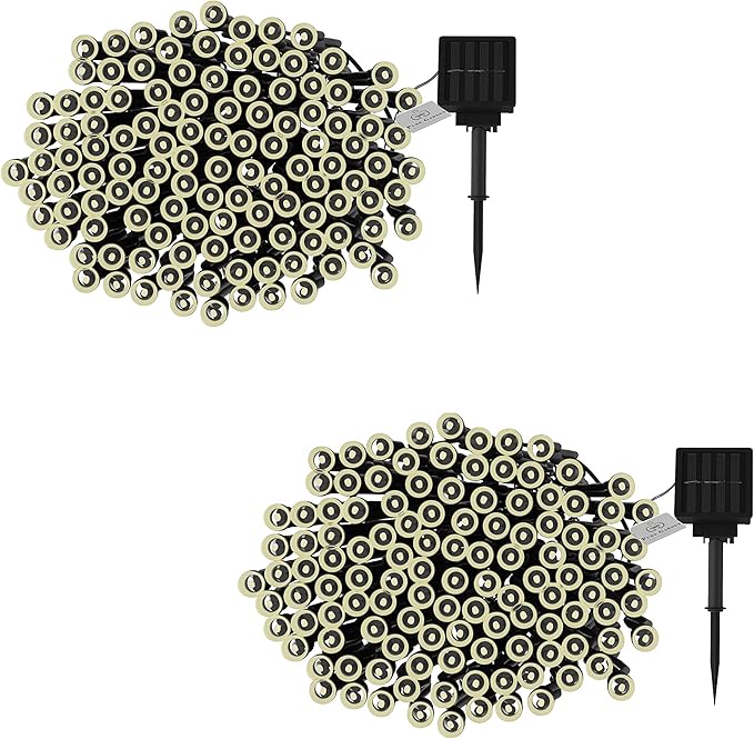 Pure Garden Solar Powered Outdoor String Lights - 200 LED Fairy Lights with Eight Light Modes - for Patio | Lumora