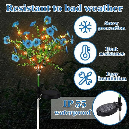 2 Pack Solar Stake Lights Outdoor Decor Waterproof Mums Artificial Flowers Solar Lights for Outdoor Garden Yard Pathway Decor (Blue,Violet)