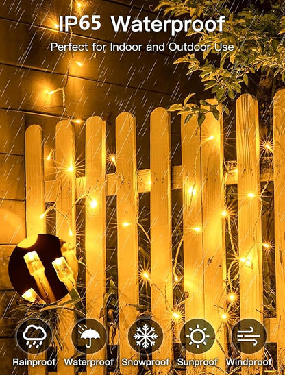 98FT 200 LEDs String Lights Waterproof Fairy Lights 8 Modes with Memory 30V Power Supply for Home, Garden, Wedding, Party, Christmas Decoration Indoor Outdoor (Warm White)