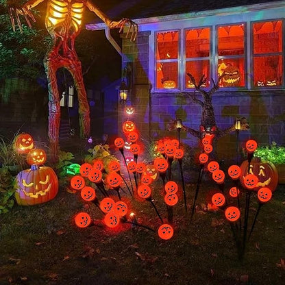 2PCS Halloween Solar Lights Outdoor, Waterproof Solar Pathway Lights, Halloween Party Decoration Lights Atmosphere Lights Lamps, Wireless Outdoor Décor for Yard, Lawn, Patio, Party (Orange)
