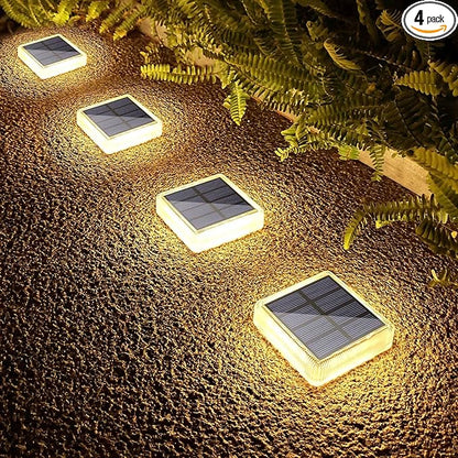 Lacasa Solar Deck Lights, 4 Pack 30LM LED Dock Lights Warm White 2700K, Outdoor Solar Powered Step Lights Light up All Night IP68 Waterproof Auto ON/Off for Garden Stairs Driveway Pathway Lighting