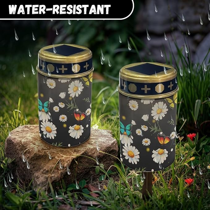 Little Daisy Solar Grave Lights for Cemetery Butterfly Flameless Solar Powered Light Cemetery Landscape