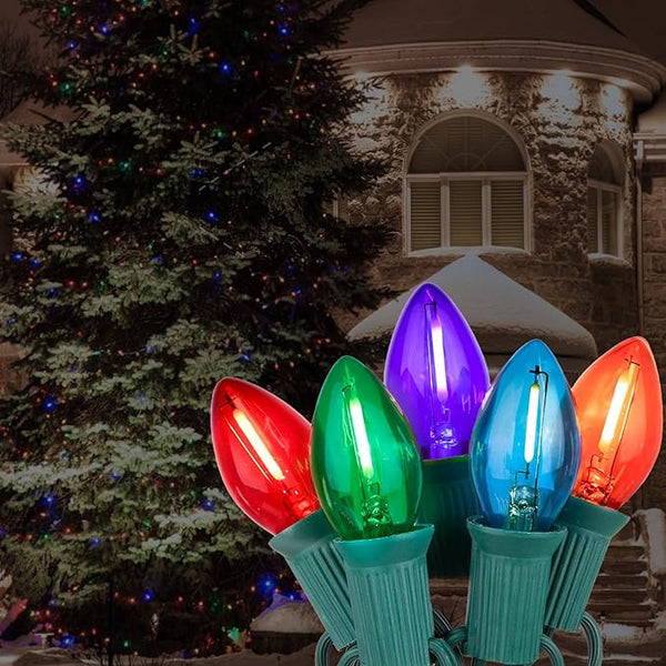 12FT C7 Multicolor Christmas Lights Outdoor, Waterproof LED Plug in String Lights with 12 Shatterproof Bulbs for | Lumora