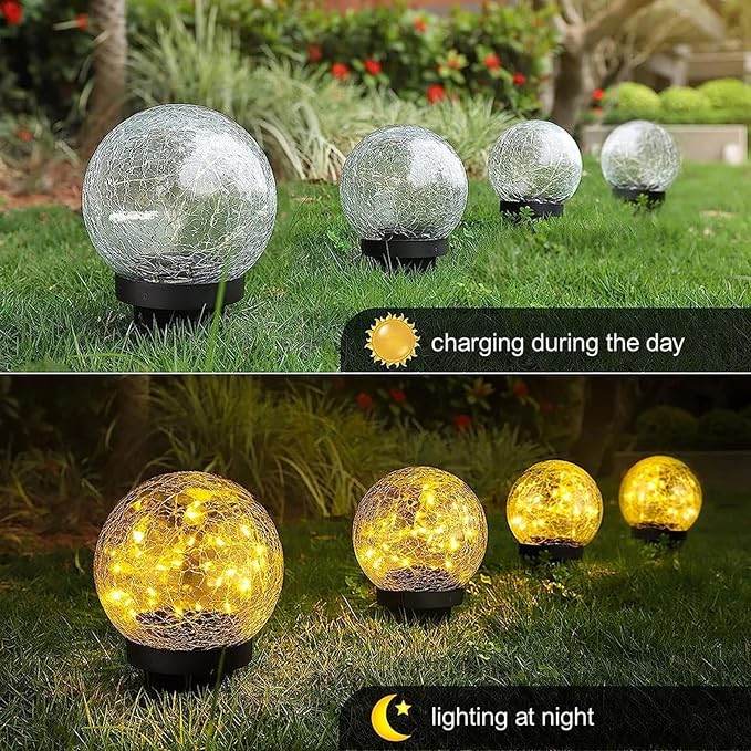 Solar Lights, Outdoor Waterproof, Spherical, Suitable for Yard, Terrace, Path, Lawn, Party, Garden, Landscape Lighting, Creative Birthday Gift, 2 Pack (5.5 Inch (Warm Light))