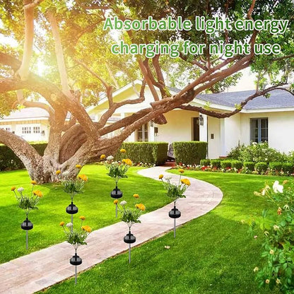 Solar Garden Snow Lotus Lights, 3-Pack 21 Flowers, Waterproof Auto On/Off Pathway Lights for Yard, Walkway, Patio & Cemetery Decor in Yellow