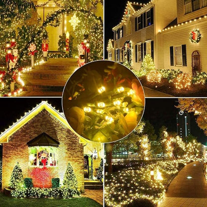 Fairy Black String Lights with Memory Function. Extendable 33ft 100 LED Plug in Cozy Warm White Decorations for Christmas Xmas Tree, Garden, Party, or Home, creating magical indoor outdoor Ambiance