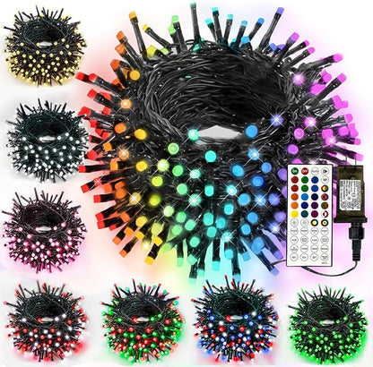 Albelt Smart Color Changing Christmas Lights, Christmas Decoration Lights with Remote & Timer, 66 FT 200 LED RGB Twinkle Fairy String Light Waterproof for Indoor Outdoor Valentines Xmas Tree Decor