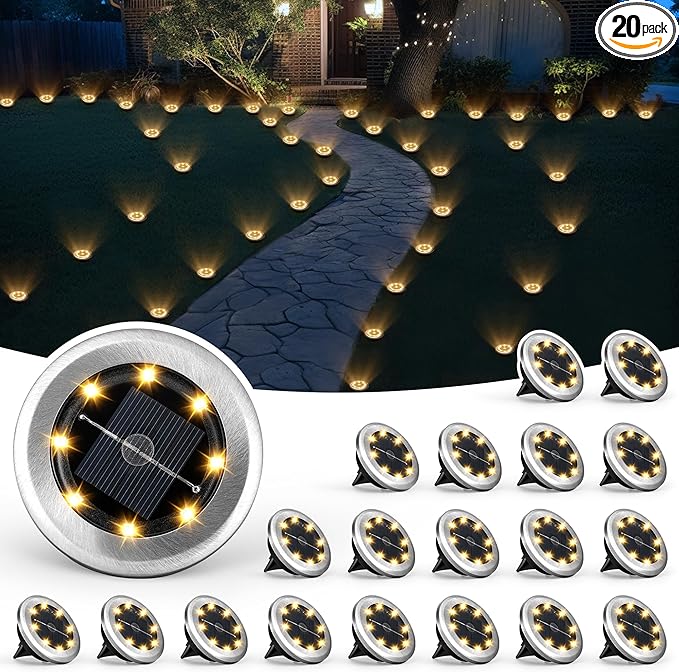 SOLPEX Mini Solar Ground Lights, 20 Pack Solar Lights Outdoor Waterproof, Pathway Lights Solar Powered, Solar | Lumora