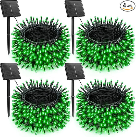 Brightown Solar Christmas Lights, 4 Pack Total 184FT 480 LED Solar String Lights Outdoor Waterproof Green Wire with 8 Modes, Solar Fairy Light for Garden Yard Patio Party Decors, Green