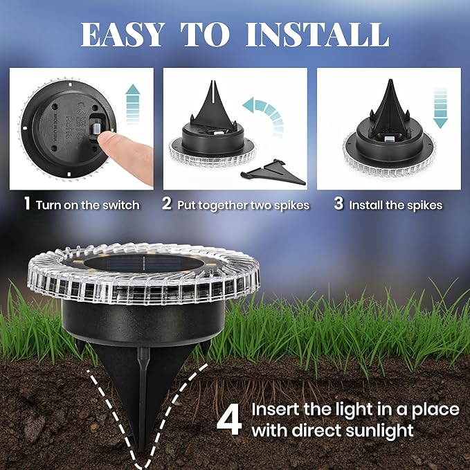 10 Pack Small Solar Ground Lights, Pathway Lights Waterproof, Outdoor Solar Light for Garden, Driveway, Walkway | Lumora