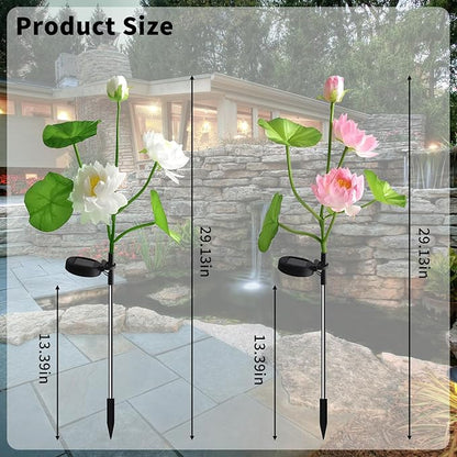 Solar Light 2 Pack Garden Decoration Warm Color LED light Outdoor Waterproof Sun Cloth Garden Decoration Holiday Gift (Lotus, 2 Pack)